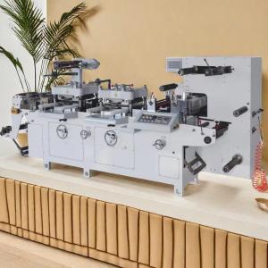 China 300 TIMES/MIN DOUBLE HEAD TWO STATION LABEL HOT FOIL STAMPING FLAT BED DIE CUTTING MACHINERY EMBOSSING GOLDEN SIVER factory