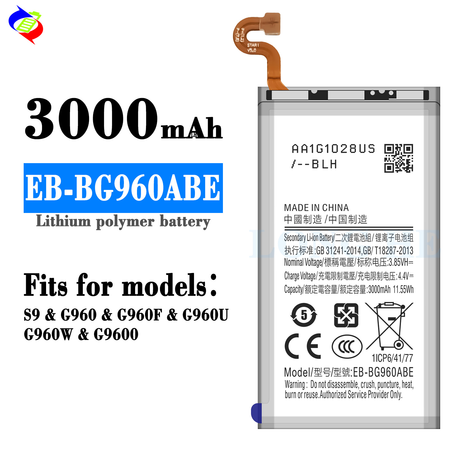 Double IC Protection Battery EB-BG960ABE for Samsung GALAXY S9 G9600 SM-G960 SM G960F