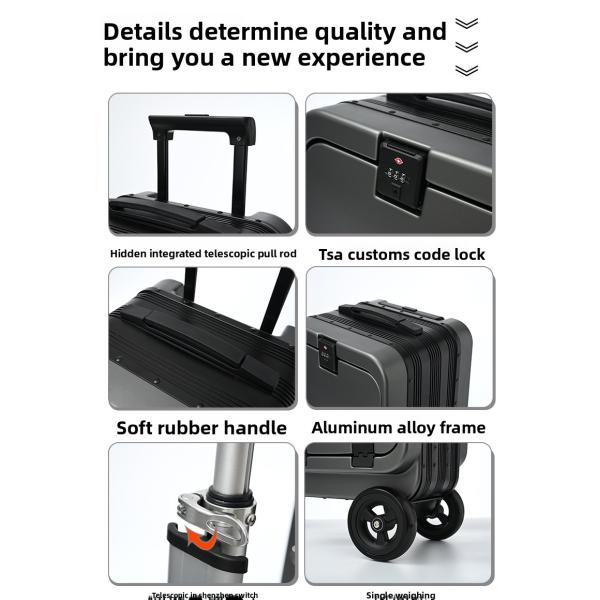 20-Inch Multifunctional Trolley Suitcase Spinner Caster Front Opening Boarding Code Suitcase in Silver/Pink/Orange/Gray