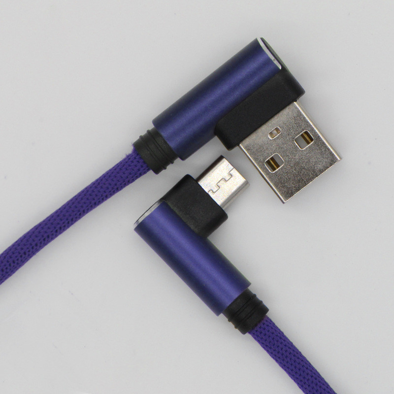 2.4A Fast Charge Mobile Phone Cables 1m Fiber Material Bent Adapter Game Partner