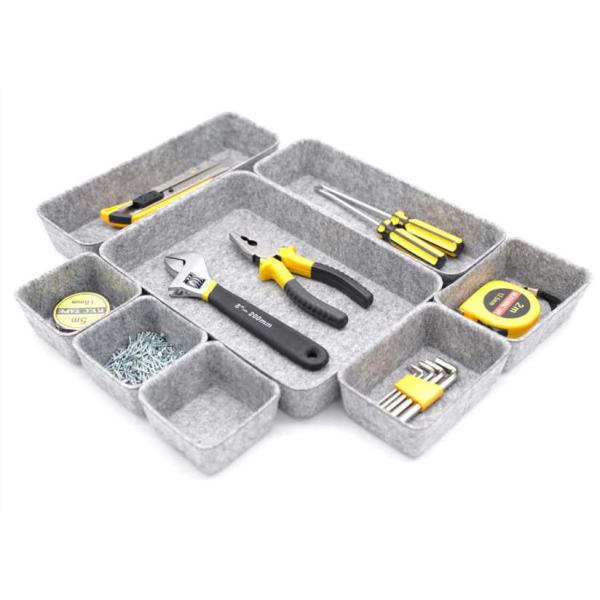 China 8 Pieces Drawer Dividers Organization Grey Felt Boxes factory