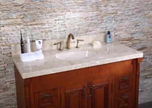 China Corner Beige Marble Custom Bathroom Vanity Tops Modern 10mm 15mm 18mm Thick factory