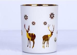 China Carved Gold Ancient Castle Christmas Glass Candle Jar For Home Decoration factory