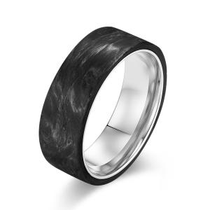 China Gold Powder Forged Carbon Fiber Wedding Bands Perfect Gift for Men's Jewelry factory