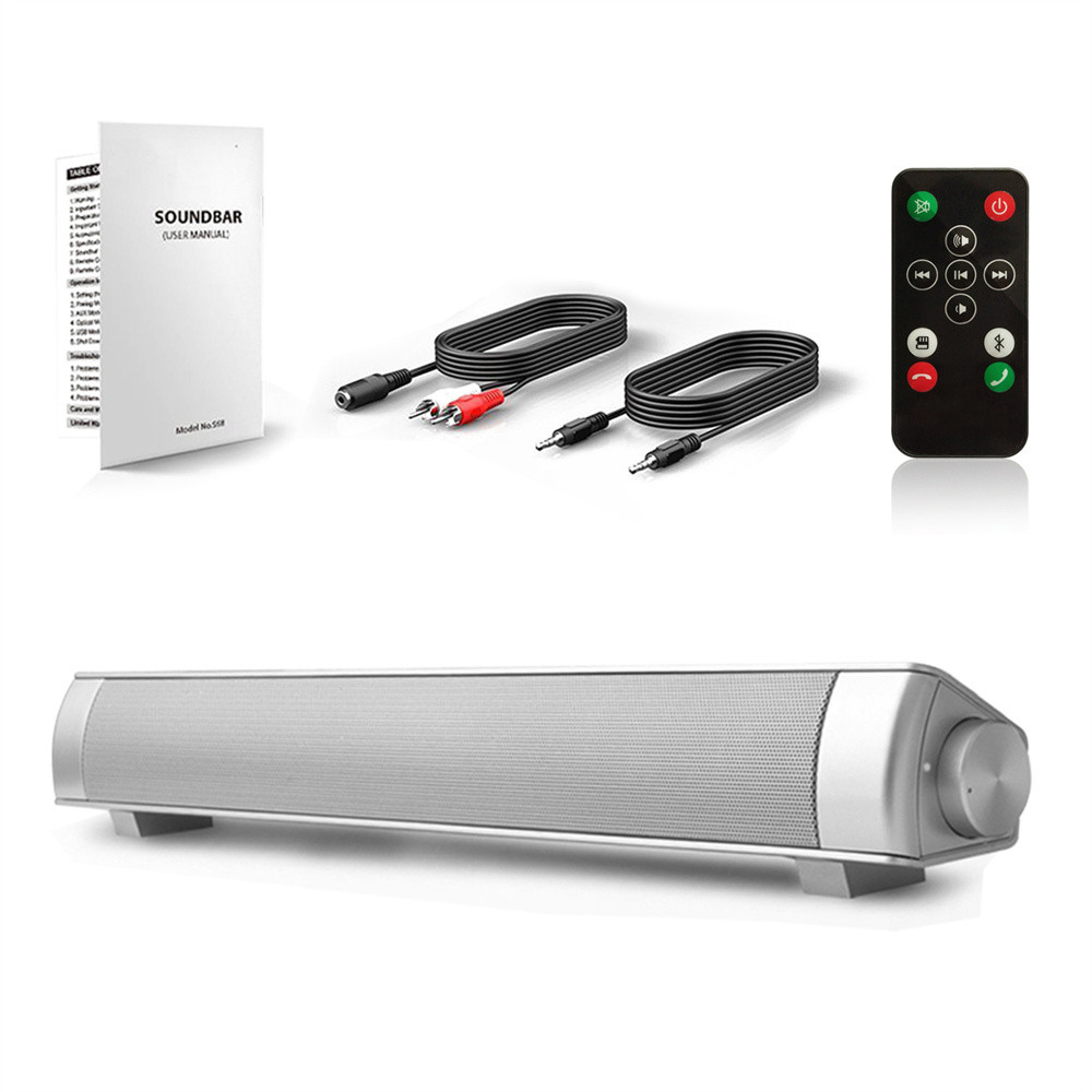 USB Inputs 2.0CH Portable Bluetooth Soundbar TV PC Phone Tablet Laptop
