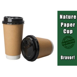 China Two Wall Brown Kraft Paper Coffee Cups Accurate Color With Flat / Dome Lids on sale