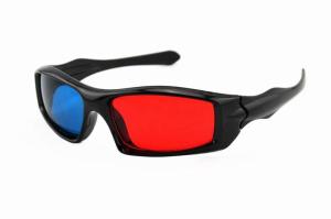China Passive Plastic Red Cyan 3D Glasses , Anaglyph Red Blue Glasses factory