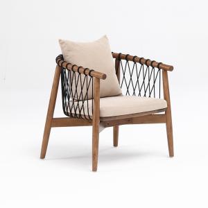 China Mail Packing Y Nordic Lounge Wood Sofa Leisure Chair Woven Rope Solid Wood Chair With Armrest for Hotel factory