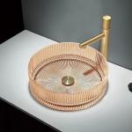 Colorful Crystal Glass Wash Basin Cylindrical Shape Countertop Basin Bowl