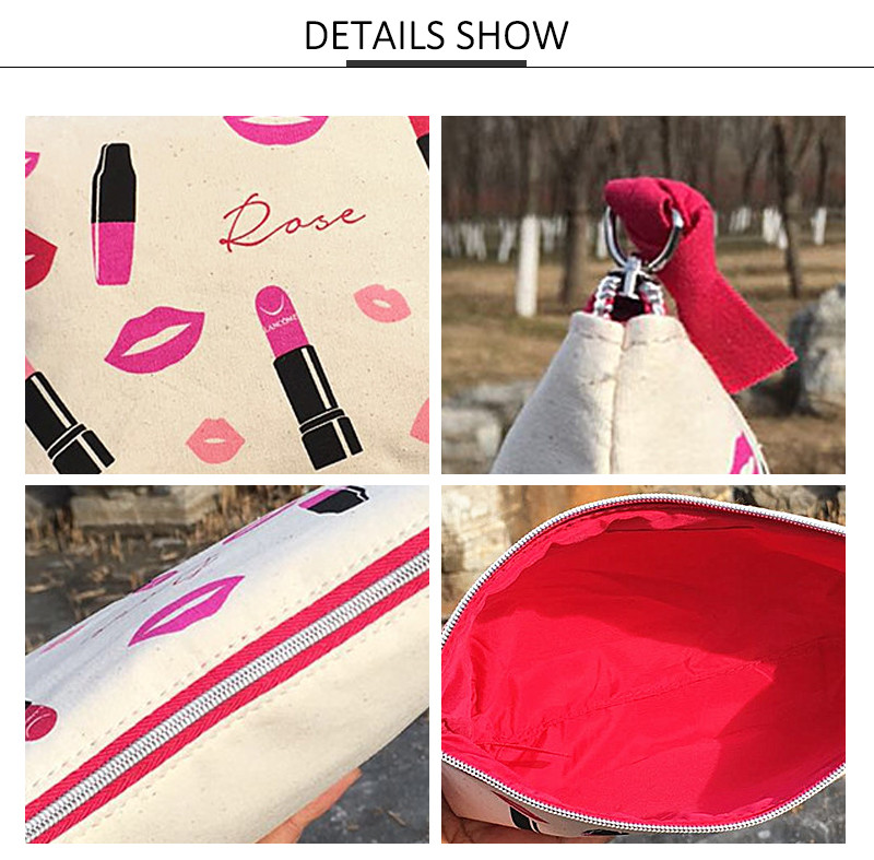 Mini Soft Cotton Canvas Cosmetic Makeup Bag For Girl
