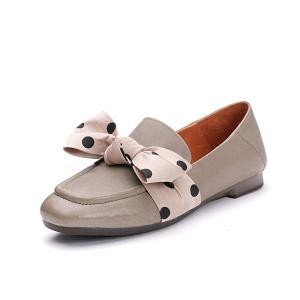 China S281 Bowknot temperament fashion all-match leather women's shoes literary single shoes square toe Muller shoes manufactu factory