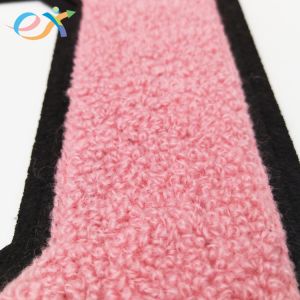 Double Layer Towel Embroidery Chenille Custom Pink Letter Patches
