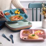 Reusable 3-Compartment Dinner Plate BPA-Free Microwave Dishwasher Safe Wheat