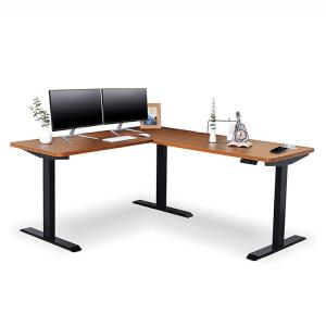 China Height Adjustable L Shape Office Furniture with Custom Dual Motor Electric Table Legs factory