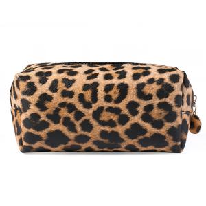 China Professional Custom Women Leopard PU Leather Travel Makeup Bag factory