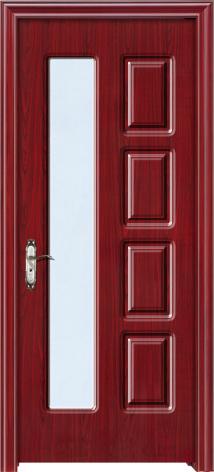 Solid Core Interior PVC Wood Doors From China Manufacturing, with clear tempered