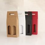 Die Cut Handle Brown kraft Paper Packaging Box For Wine Takeaway