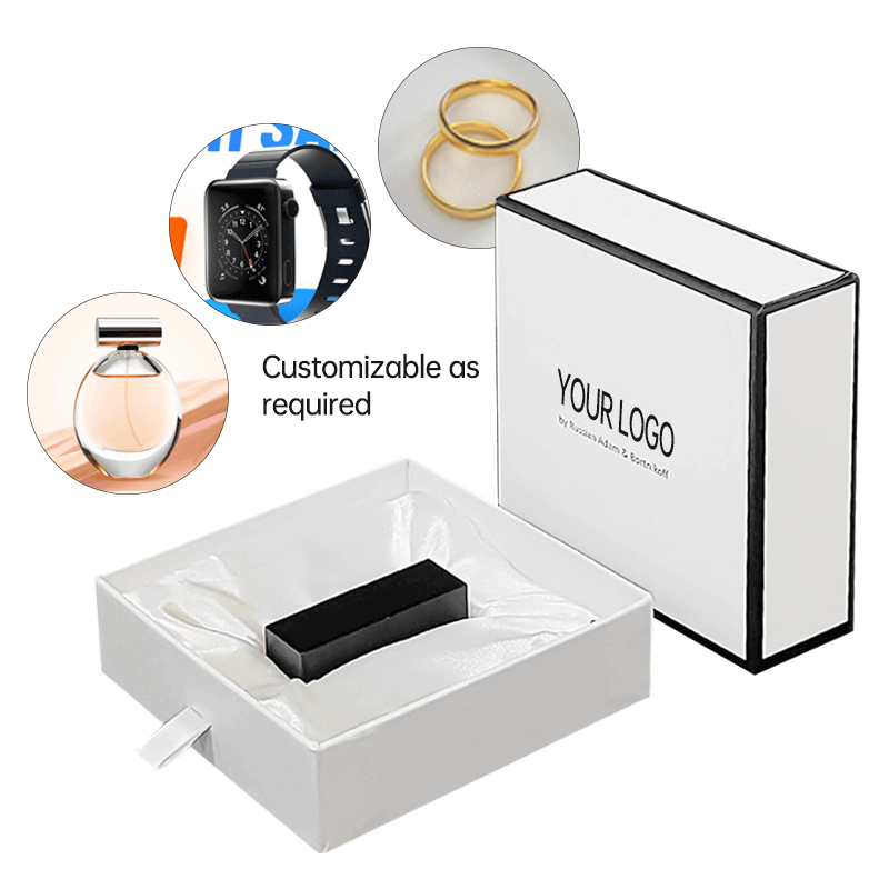 Varnished Satin Lined Rigid Cardboard Sliding Drawer Gift Boxes for Cosmetic Packaging