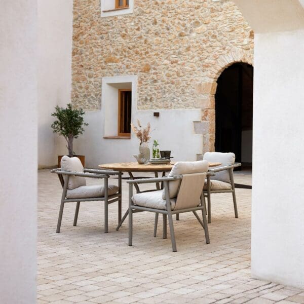 Minimalist Outdoor Dining Set AJUNION Luxury Aluminum Furniture for Garden or Cottage