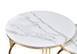 Office Stainless Steel White Circle Marble Dining Table