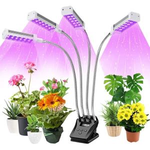 China Aluminum 4head Clamp On Led Grow Light Fixture 96W With LCD Screen factory