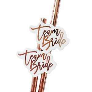 China 197mm 6mm Team Bride Wedding Rose Gold Biodegradable Paper Straws factory