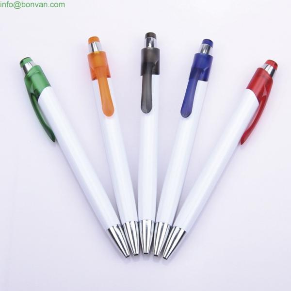 click action promotional gift ball pen in white barrel,white body plastic ball