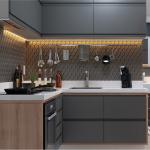 1500MM Acrylic Panel Solid Timber Kitchen Cabinets Oak Island Kitchen Cabinets