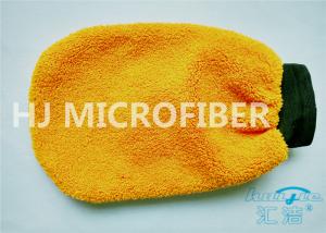 China Orange Coral Fleece Microfiber Car Wash Mitt 80% Polyester 4.4&quot; x 8.8&quot; factory
