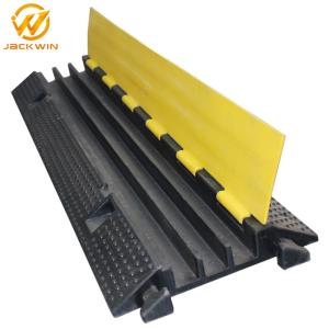 China Strong Flexible One Meter Yellow Jacket 3 Channel Cable Protector , Rubber Cable Ramps factory