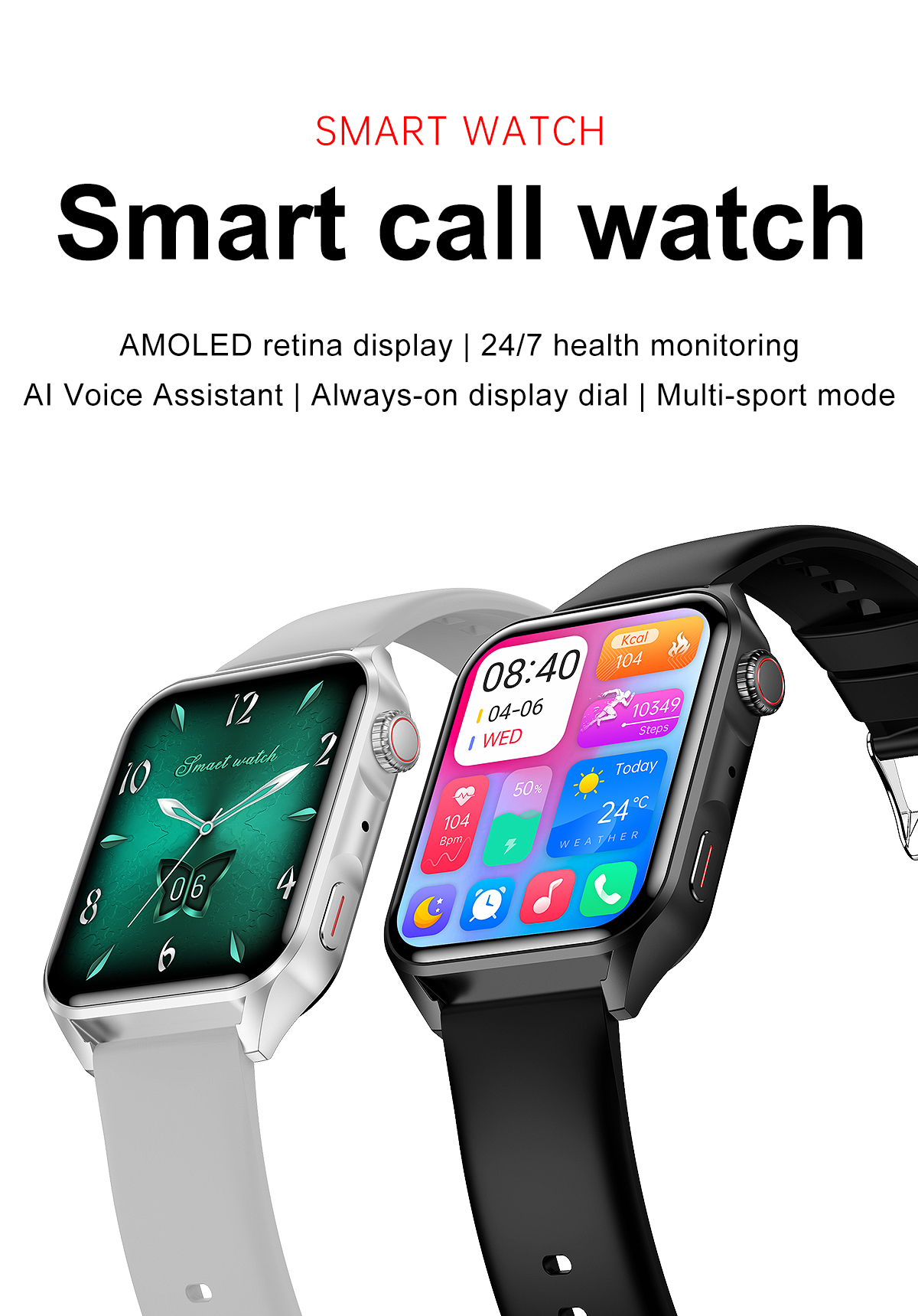 Private Model 1.75Inch Big Amoled Screen Smart Watch Sleep Monitor Ip68 Waterproof Sport Smart Watch
