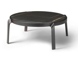 China Premium Interior Coffee Side Table With Marble Top Curved Walnut Frame Legs factory