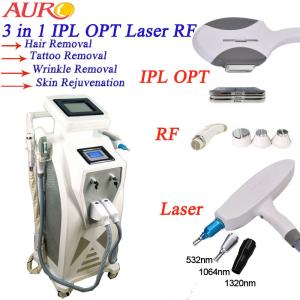 China RF Tightening Skin Rejuvenation Machine 3 In 1 IPL Hair Removal Laser Tattoo Removal factory