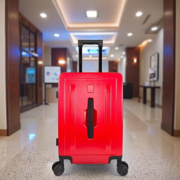 Modern Business Style Suitcases with 4 Spinner Wheels in Sturdy Luxury Luggage Set for Durable Travel in Red and Black