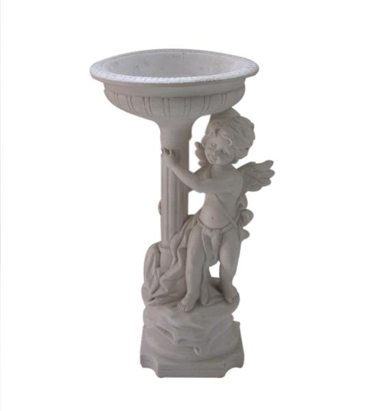 China Angel Rome Column Bird Bath With Fountain , Water Fountain Bird Bath factory