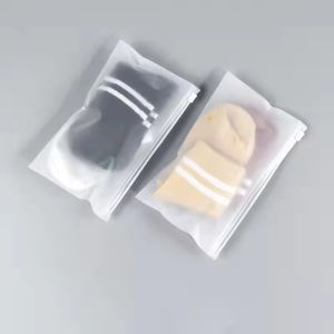 Thickened Material Frosted Zipper Bags With Logo Waterproof Easy Open / Close