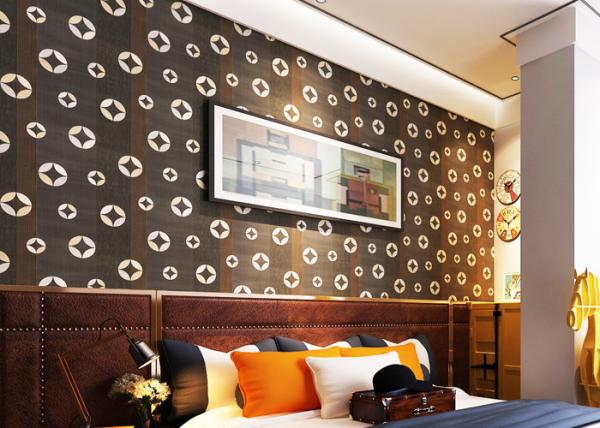 Copper Pattern PVC Contemporary Black Wallpaper For Living Room Walls , CSA
