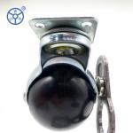 50mm Diameter Black Plastic Top Plate Ball Casters With Side Brake
