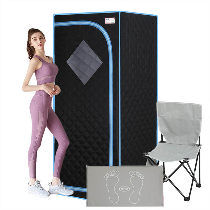 Black One Person Sauna Tent , Portable Steam Sauna Room With Infrared Panels