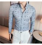 Breathable Black Long Sleeve Regular Fit 100% Cotton Slim Fit Mens Floral Print