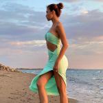 Open Back Twisted Strapless Summer Beach Dresses High Split