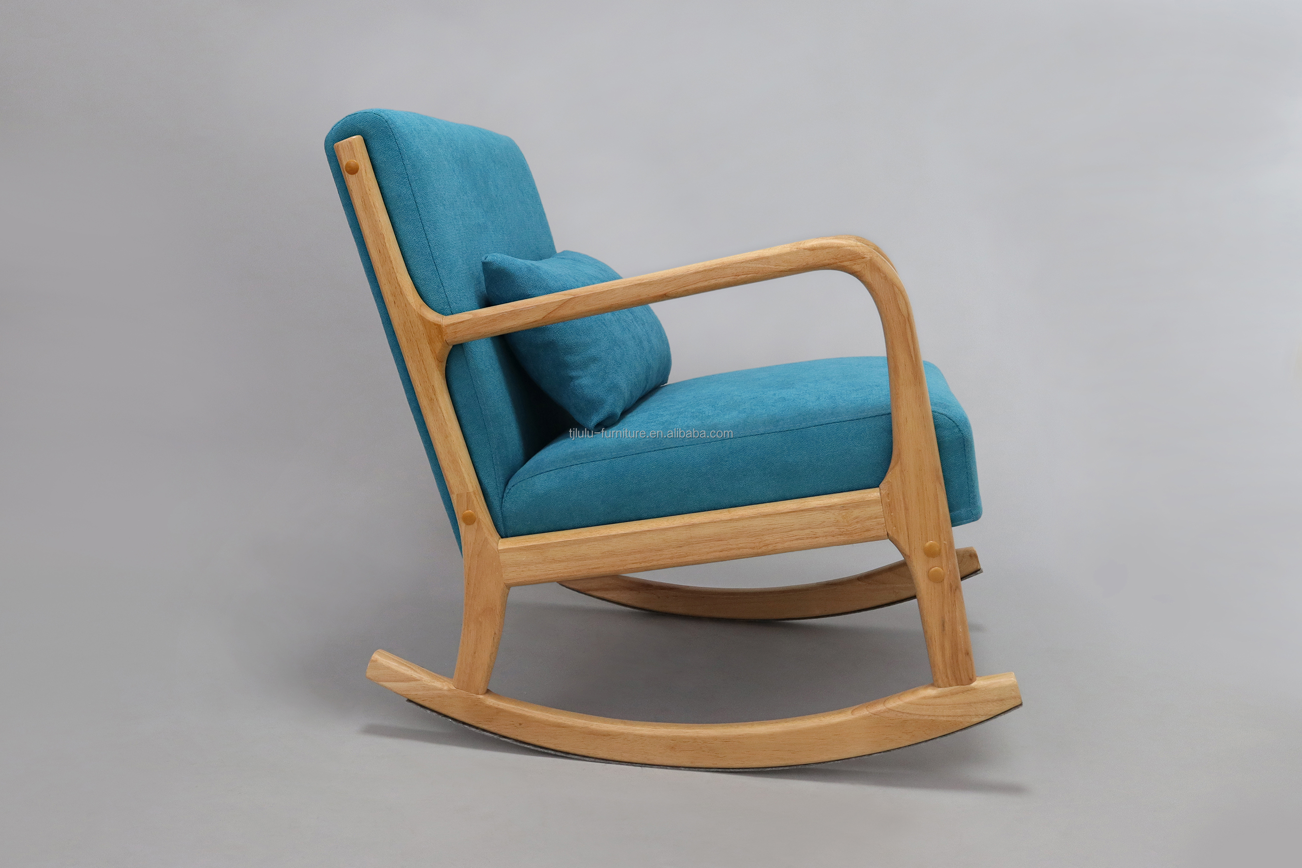 Solid Wood Frame Mid-Century Modern Velvet Fabric Rocking Sofa Chair for Luxury Living Room Design Style