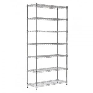 China Free Standing 7 Tiers Chrome Adjustable Wire Shelving Units 18 Inch Deep Wire Shelving factory