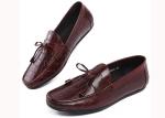 Casual Mens Leather Loafers Anti Skidding Moccasins Bow Tie Flat Shoes
