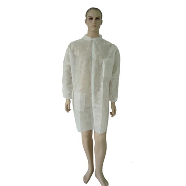 China White Hook Loop Neck Disposable Lab Coats With Cuffs factory