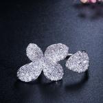 Fashion Flower Finger Ring Band Dazzling Brilliant CZ Stone Flower Ring Setting