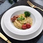 Shabby Chic White Porcelain Dinnerware Sets Spot Embossed Scratches Resistant