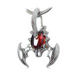Women's and Men's Sterling Silver Vintage Style Garnet Scorpion Pendant Necklace