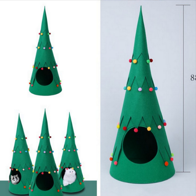 cat christmas tree bed