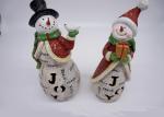 Colorful Polyresin Crafts Christmas Snowman LED Lamp On JOY Hollow Figurines